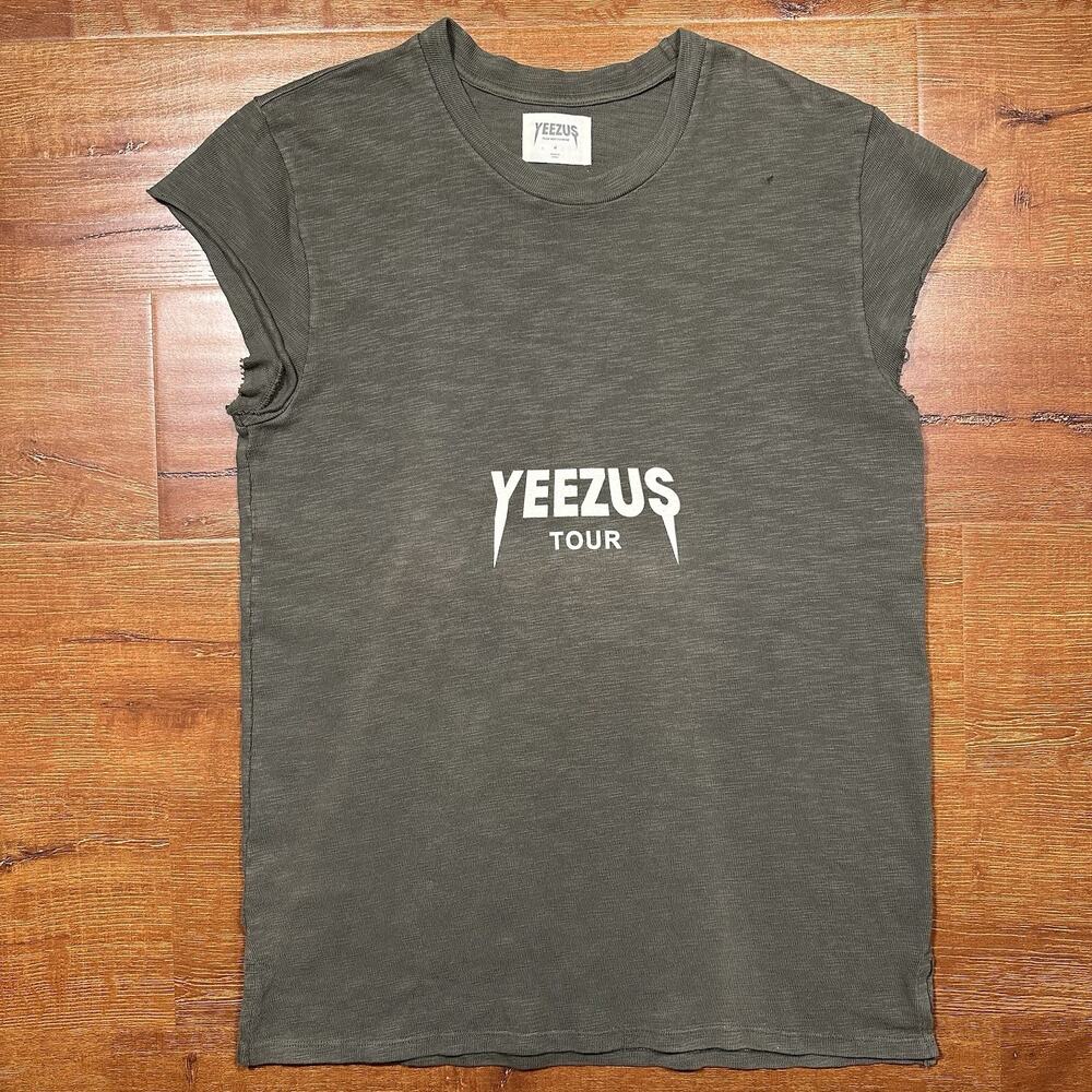 Yeezus Tour T Shirt Men M Green Knit Cut Off Sleeve Cotton Ye Kanye Rare Alt USA